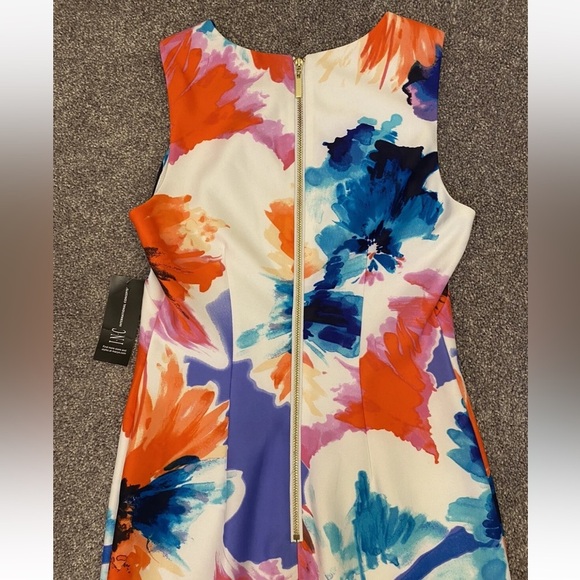 INC Womens Open Bloom Floral Stretch Sleeveless Back Zip Dress Size 0 - NWT $119 - Picture 5 of 12